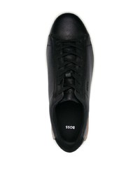 schwarze Leder niedrige Sneakers von BOSS