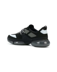 schwarze Leder niedrige Sneakers von Prada