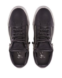 schwarze Leder niedrige Sneakers von Giuseppe Zanotti