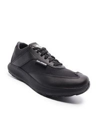 schwarze Leder niedrige Sneakers von Comme Des Garcons Homme Plus