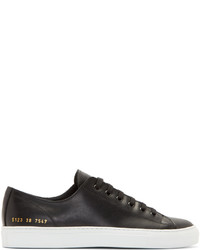 schwarze Leder niedrige Sneakers von Common Projects