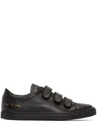 schwarze Leder niedrige Sneakers von Common Projects