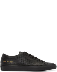 schwarze Leder niedrige Sneakers von Common Projects