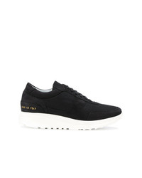 schwarze Leder niedrige Sneakers von Common Projects