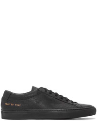 schwarze Leder niedrige Sneakers von Common Projects