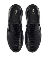 schwarze Leder niedrige Sneakers von Giuseppe Zanotti