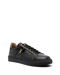 schwarze Leder niedrige Sneakers von Billionaire