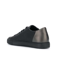 schwarze Leder niedrige Sneakers von Crime London