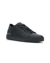 schwarze Leder niedrige Sneakers von Crime London