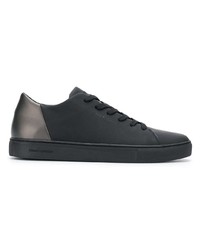 schwarze Leder niedrige Sneakers von Crime London