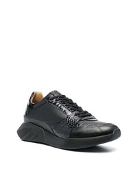 schwarze Leder niedrige Sneakers von Billionaire