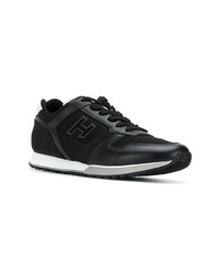 schwarze Leder niedrige Sneakers von Hogan