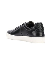 schwarze Leder niedrige Sneakers von Ermenegildo Zegna Couture