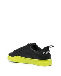 schwarze Leder niedrige Sneakers von Diesel