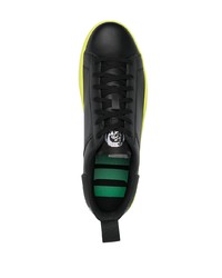 schwarze Leder niedrige Sneakers von Diesel