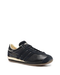 schwarze Leder niedrige Sneakers von Wales Bonner