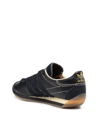 schwarze Leder niedrige Sneakers von Wales Bonner