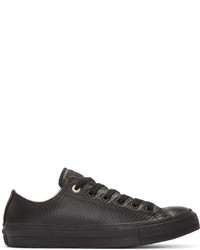 schwarze Leder niedrige Sneakers von Converse