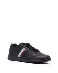 schwarze Leder niedrige Sneakers von Tommy Hilfiger