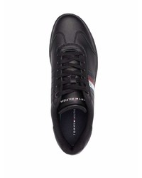 schwarze Leder niedrige Sneakers von Tommy Hilfiger