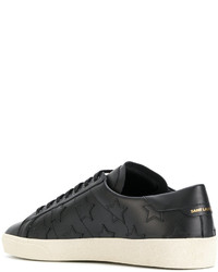 schwarze Leder niedrige Sneakers von Saint Laurent