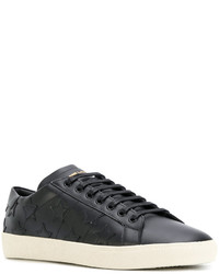 schwarze Leder niedrige Sneakers von Saint Laurent