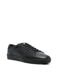 schwarze Leder niedrige Sneakers von Saint Laurent