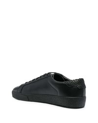 schwarze Leder niedrige Sneakers von Saint Laurent