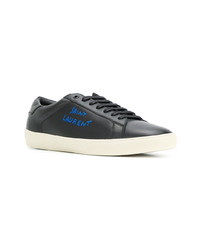 schwarze Leder niedrige Sneakers von Saint Laurent