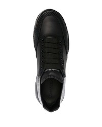 schwarze Leder niedrige Sneakers von Alexander McQueen