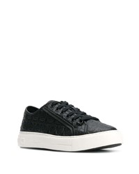 schwarze Leder niedrige Sneakers von Salvatore Ferragamo