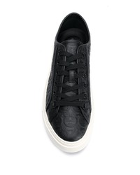 schwarze Leder niedrige Sneakers von Salvatore Ferragamo