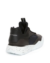 schwarze Leder niedrige Sneakers von Alexander McQueen