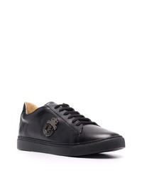 schwarze Leder niedrige Sneakers von Billionaire