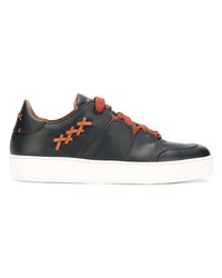 schwarze Leder niedrige Sneakers von Ermenegildo Zegna