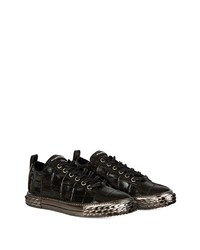 schwarze Leder niedrige Sneakers von Giuseppe Zanotti