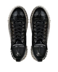 schwarze Leder niedrige Sneakers von Giuseppe Zanotti