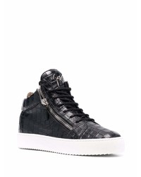 schwarze Leder niedrige Sneakers von Giuseppe Zanotti