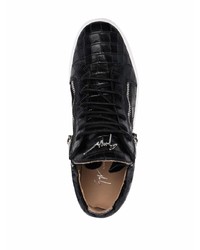 schwarze Leder niedrige Sneakers von Giuseppe Zanotti