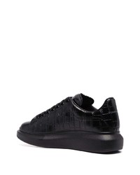 schwarze Leder niedrige Sneakers von Alexander McQueen