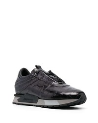 schwarze Leder niedrige Sneakers von Santoni