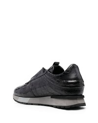 schwarze Leder niedrige Sneakers von Santoni