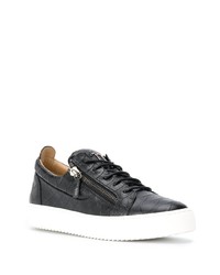 schwarze Leder niedrige Sneakers von Giuseppe Zanotti