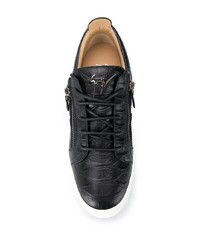 schwarze Leder niedrige Sneakers von Giuseppe Zanotti