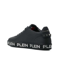 schwarze Leder niedrige Sneakers von Philipp Plein