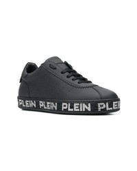 schwarze Leder niedrige Sneakers von Philipp Plein