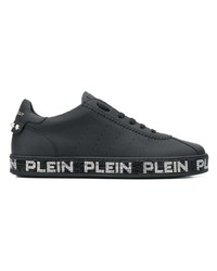 schwarze Leder niedrige Sneakers von Philipp Plein