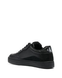 schwarze Leder niedrige Sneakers von Calvin Klein Jeans