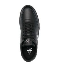 schwarze Leder niedrige Sneakers von Calvin Klein Jeans