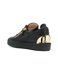 schwarze Leder niedrige Sneakers von Giuseppe Zanotti Design